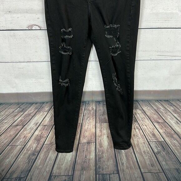 Kancan Jeans Womens 29 Black Ultra high Rise Skinny Signature Distressed Modern - Picture 2 of 12